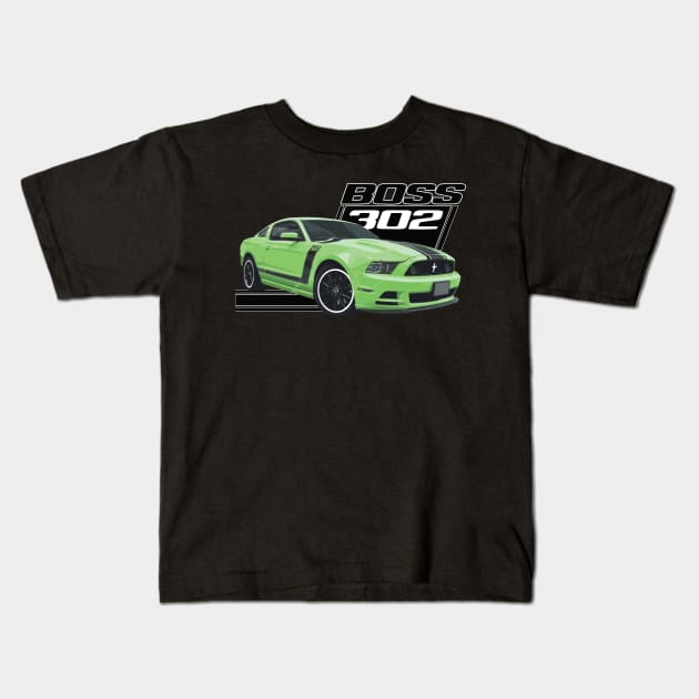 Gotta Have It Green boss 302 Mustang GT 5.0L V8 coyote engine Performance Car s550 Kids T-Shirt by cowtown_cowboy